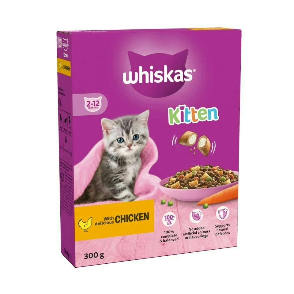 image 1 of Whiskas Kitten Chicken Dry Cat Food 300g (Pack of 6)