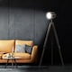 image 2 of HOMCOM Industrial Tripod Floor Lamp Wood Height Adjustable Spotlight Bronze