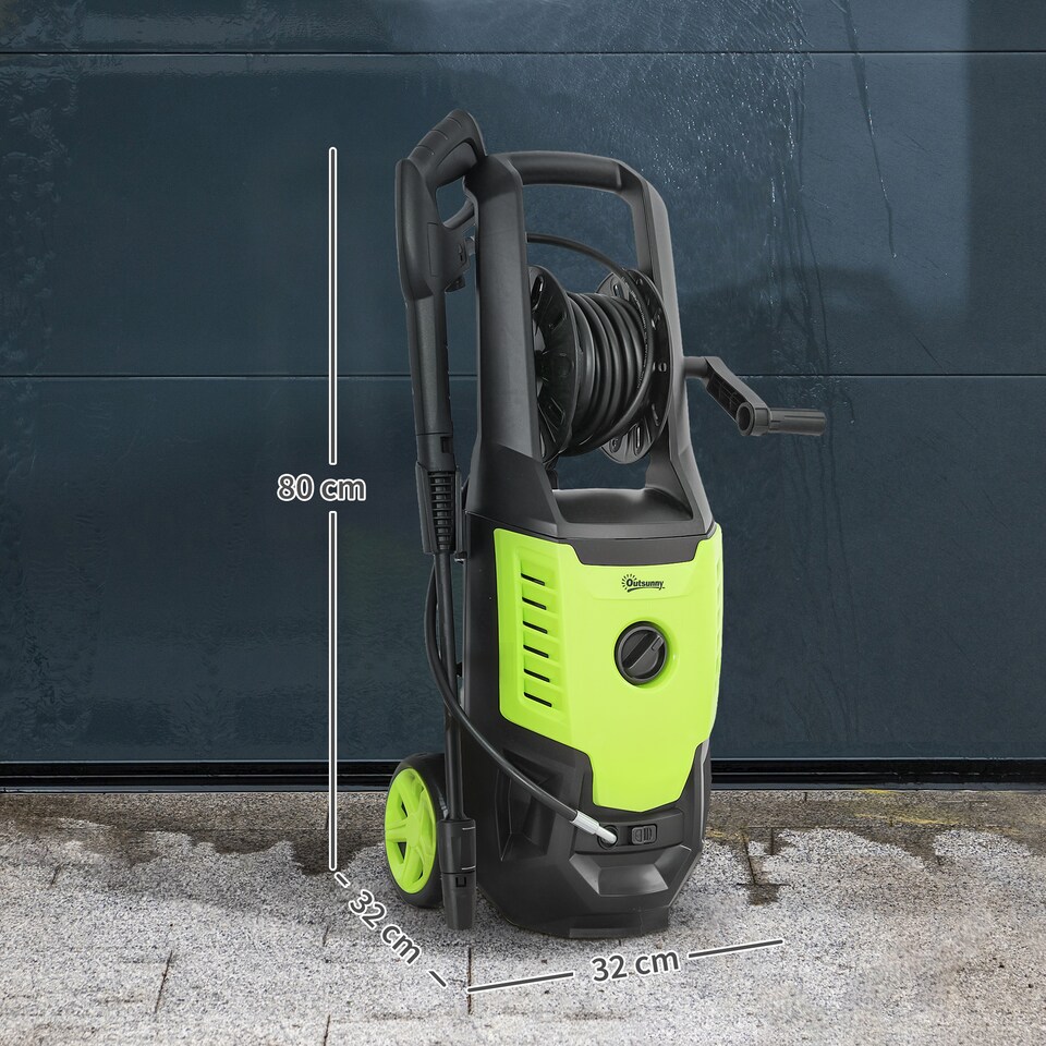 image 1 of Outsunny 2200W Power Washer 170 Bar Pressure with Adjustable Nozzle | Green