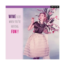 M.I.L.K Greetings Card Lady Holding Wine And Flowers