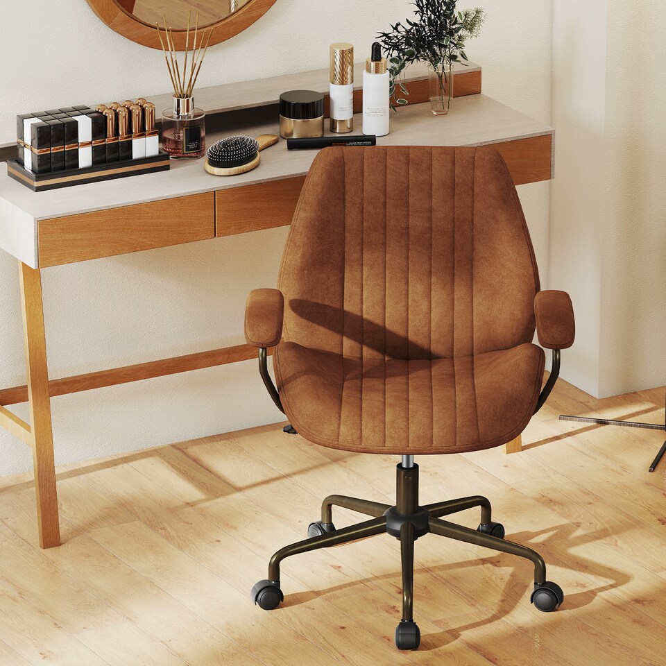 image 1 of COSTWAY Executive Office Chair Ergonomic Swivel Chair Brown