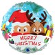 image 1 of Santa Claus & Reindeer Christmas Shiny Round Helium Foil Giant Balloon 53cm / 21 in