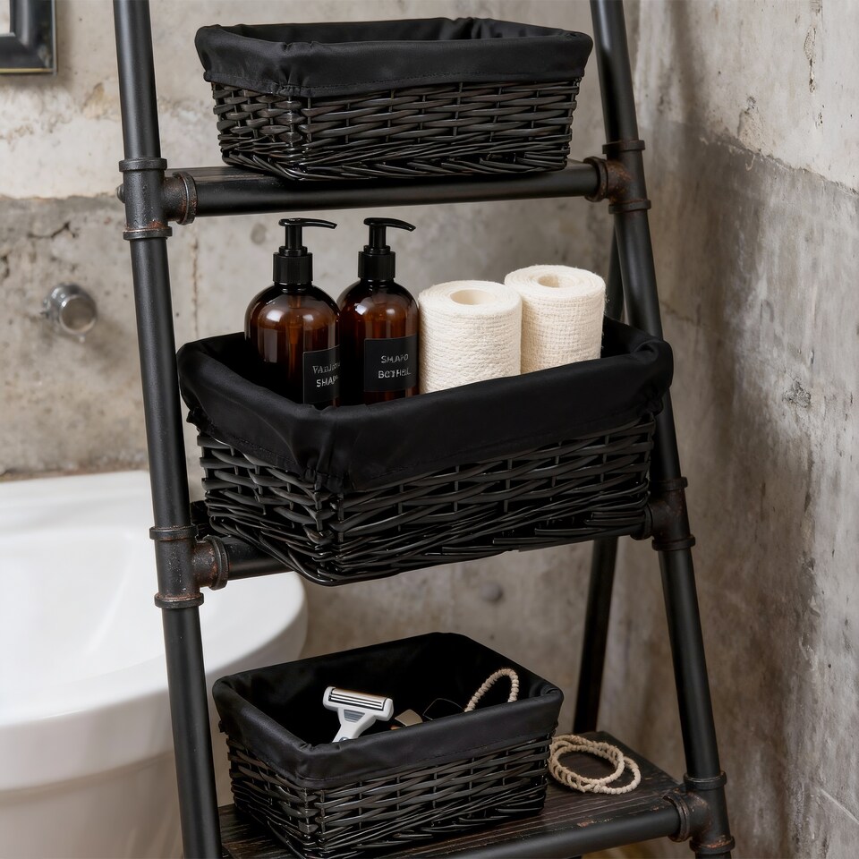 image 1 of Wickerfield Rectangular Wicker Storage Basket with Fabric Lining for Home Storage, Shelves & Gift Hampers