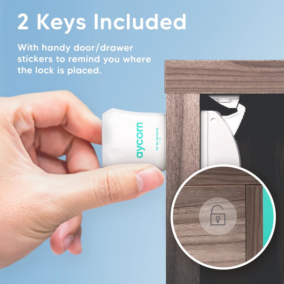 image 1 of Aycorn Magnetic Safety Locks 10 pack + Oven Lock White