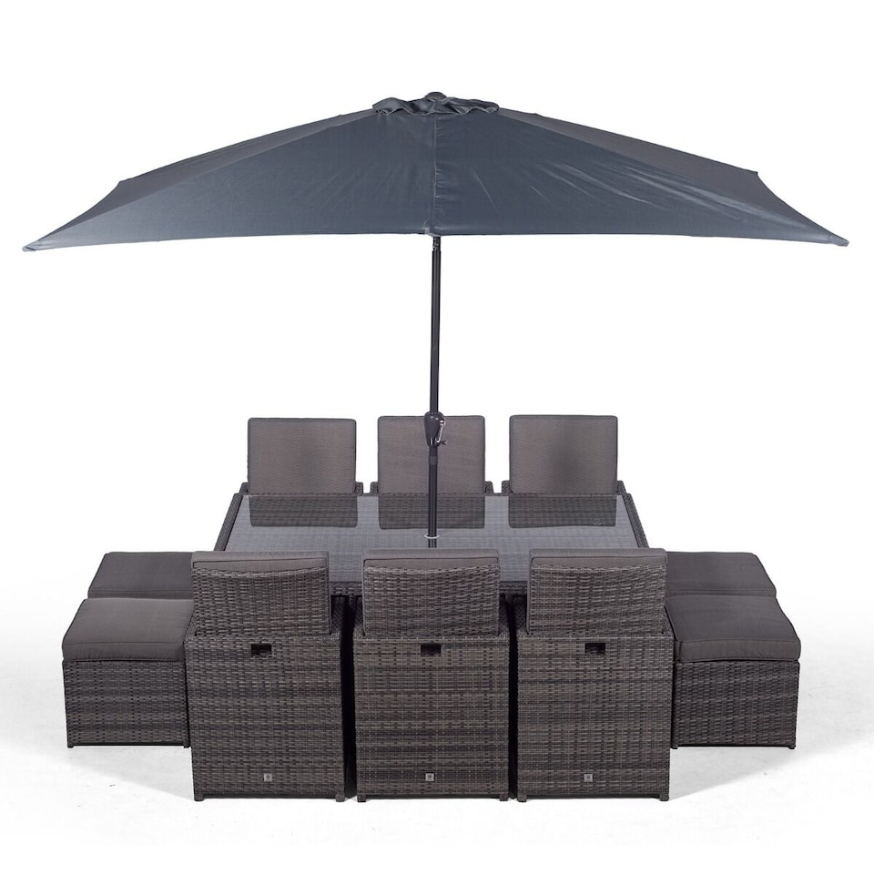 image 1 of Giardino 6 Seater Rattan Cube Dining Set | Grey | Grey