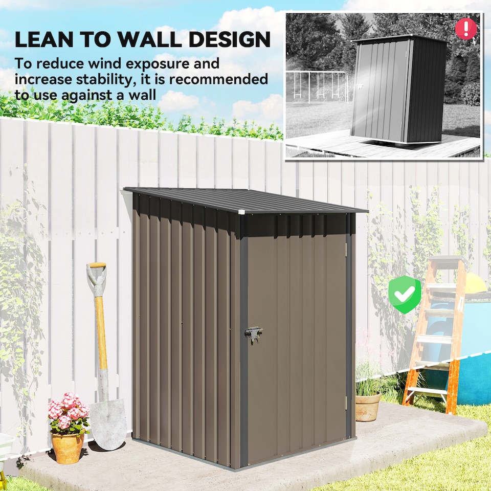 image 1 of Outsunny 3.3ft x 3.4ft Outdoor Storage Shed Steel Garden Shed w/ Lockable Door