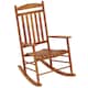 image 3 of COSTWAY Outdoor Patio Wood Rocking Chair High-Back Poplar Wood Rocker
