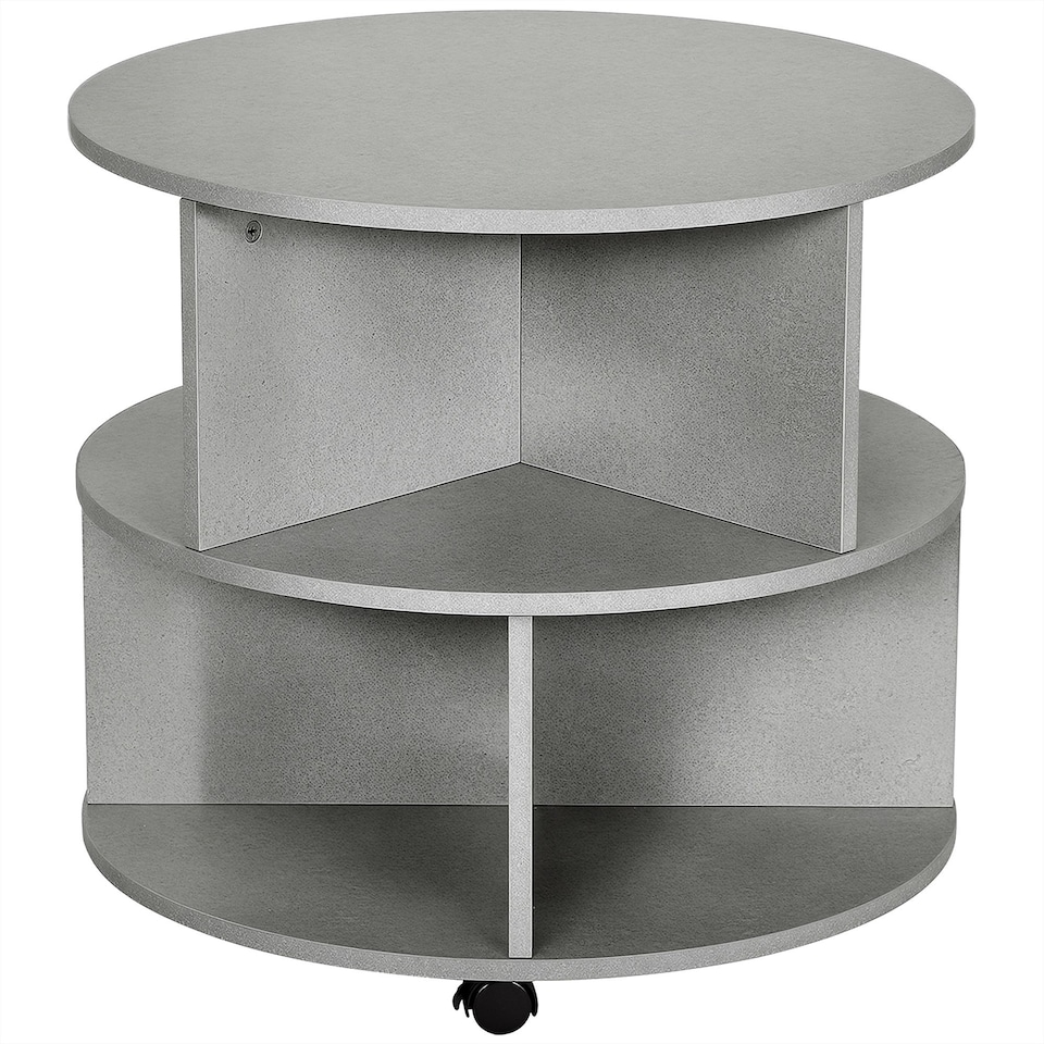 image 1 of 2 Tier Round Coffee Tea Table End Side Desk Sector Divider Shelves Storage Brown