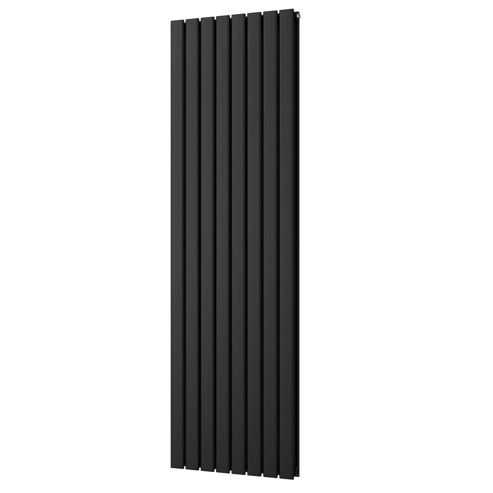 image 1 of Typhoon Vertical Double Panel Heated Bathroom Radiator - Black - (H) 1800mm x (W) 544mm