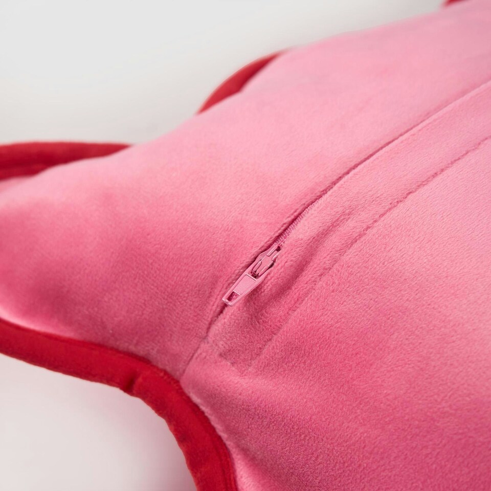 image 1 of OHS 2 x Matte Velvet Scallop Edge Cushion Covers, 45x45cm - Pink/Red