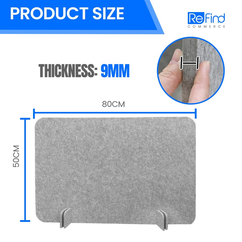 image 1 of Desk Divider Acoustic Panel & Privacy Screen Desk Organizer (50cm x 80cm)