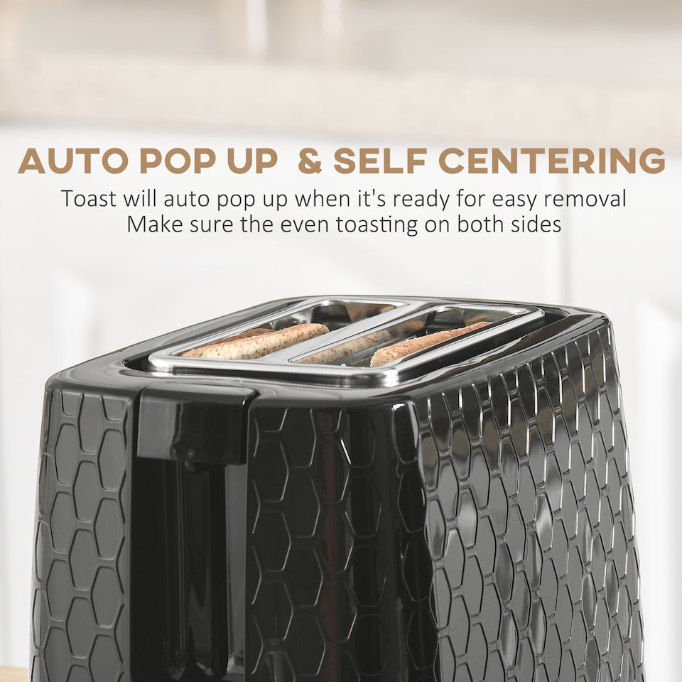 image 1 of HOMCOM Kettle and Toaster Set, 1.7L 3000W Fast Boil Jug Kettle with Auto Shut Off, 2 Slice Toaster with 7 Level Browning Controls & Crumb Tray, UK Otter Thermostat, Black