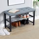 image 2 of Metal Shoe Bench with Storage Shelfs For Entryway Hallway Seating | Grey