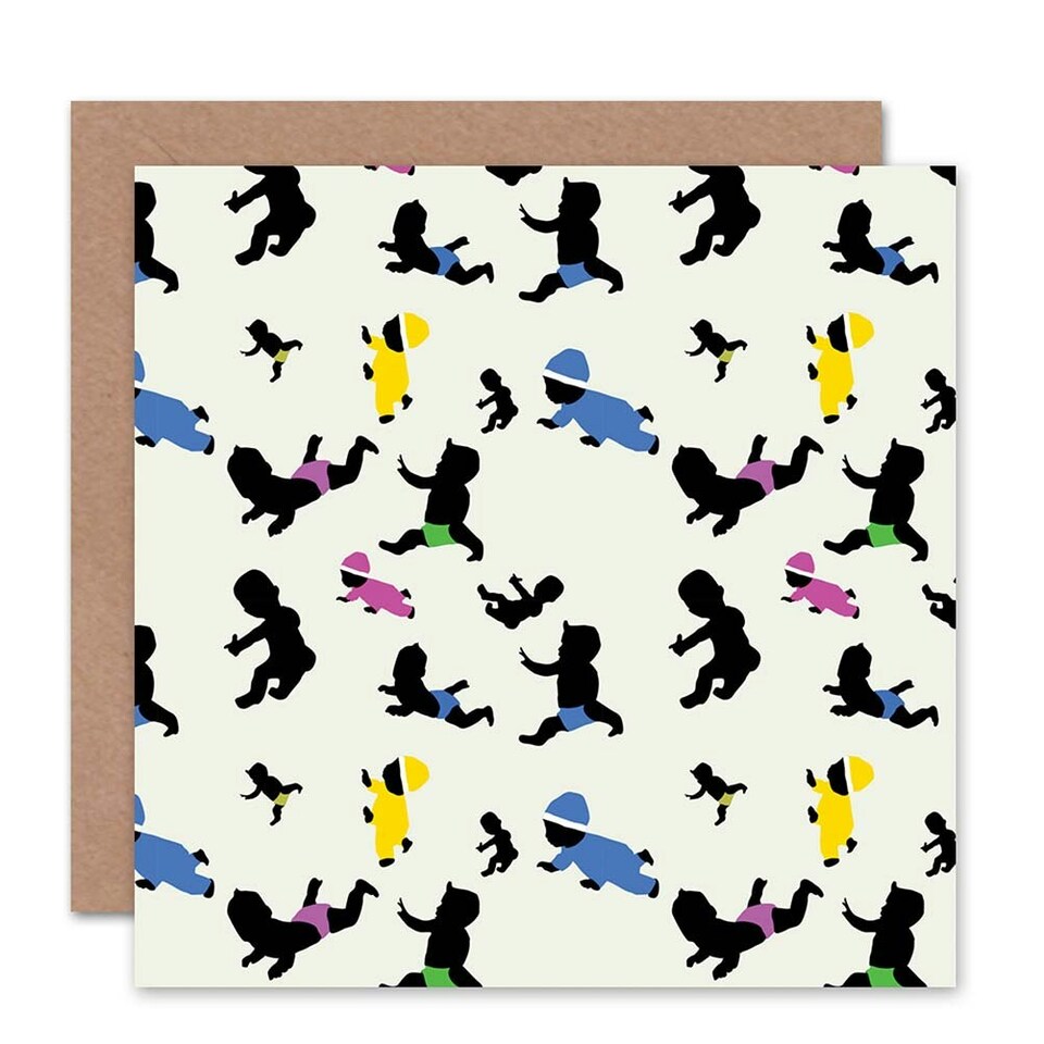 image 1 of Colourful Babies Pattern New Baby Card