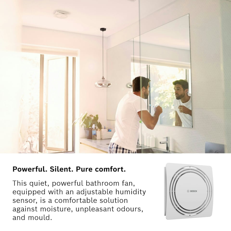 image 1 of Bosch Silent Bathroom Fan 1900 DH W100 - Bathroom Fan with Humidity Sensor
