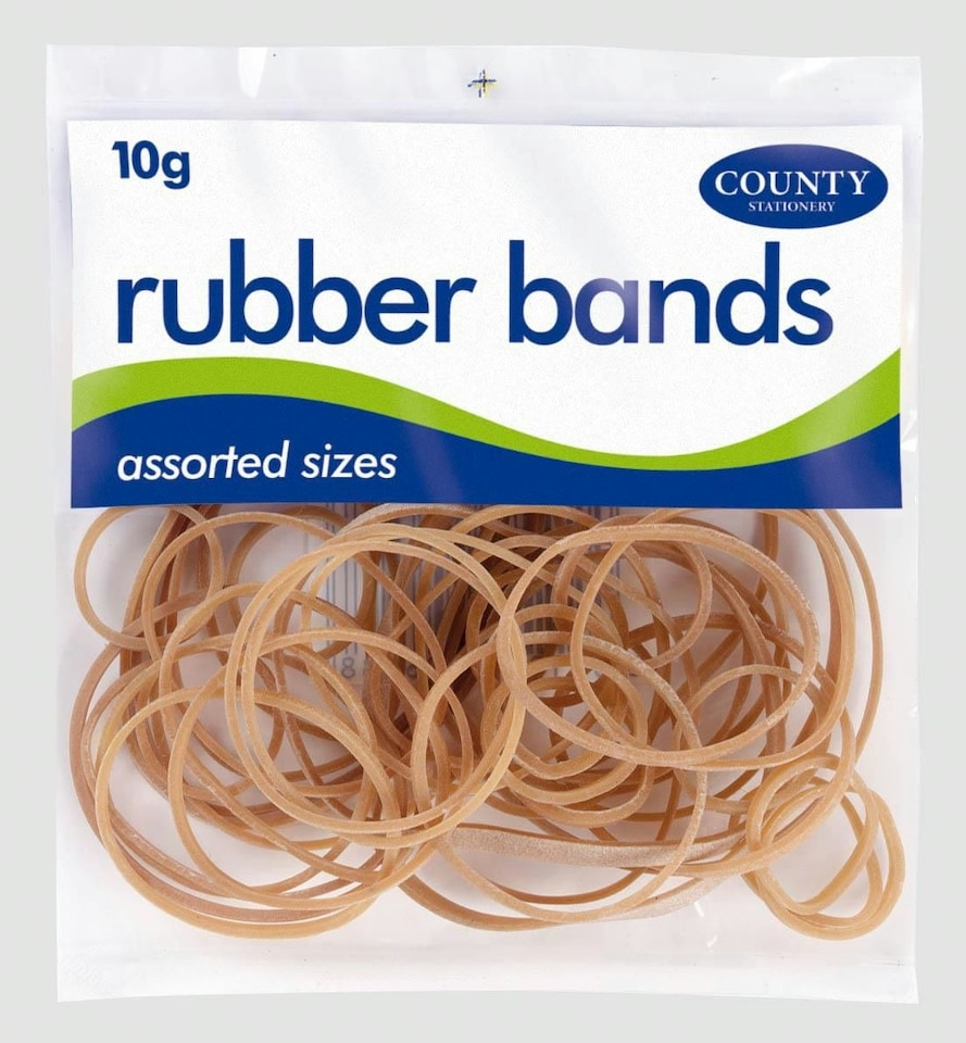 Pack of 4 Assorted Size Natural Rubber Bands 10g