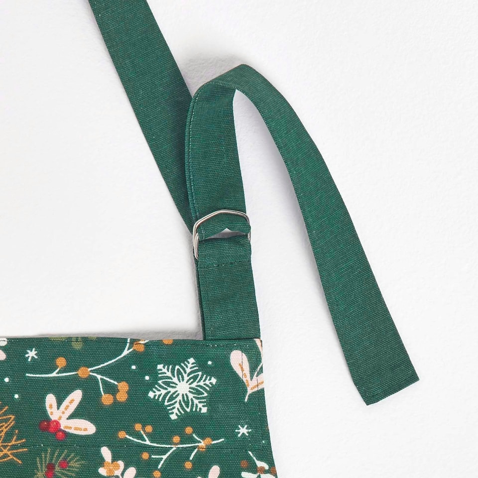 image 1 of Homescapes Festive Forest Green Christmas Apron | Green