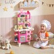 image 2 of AIYAPLAY Kids Play Kitchen Toy Kitchen Pretend Role Play Set 104PCS Accessories Including Realistic Lights & Sounds, Toy Food, Pots, Utensils, for 3-6 Years, Pink