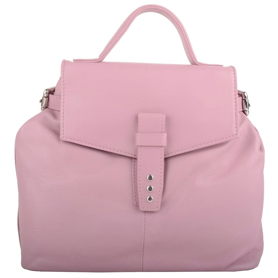 image 1 of Premium Soft Genuine Leather Cross Body Shoulder Bag, Detachable Strap Pink | Blush