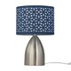 image 3 of First Choice Lighting Valentina Brushed Chrome Touch Lamp with Navy Blue Cut Out Shade Silver | Blue