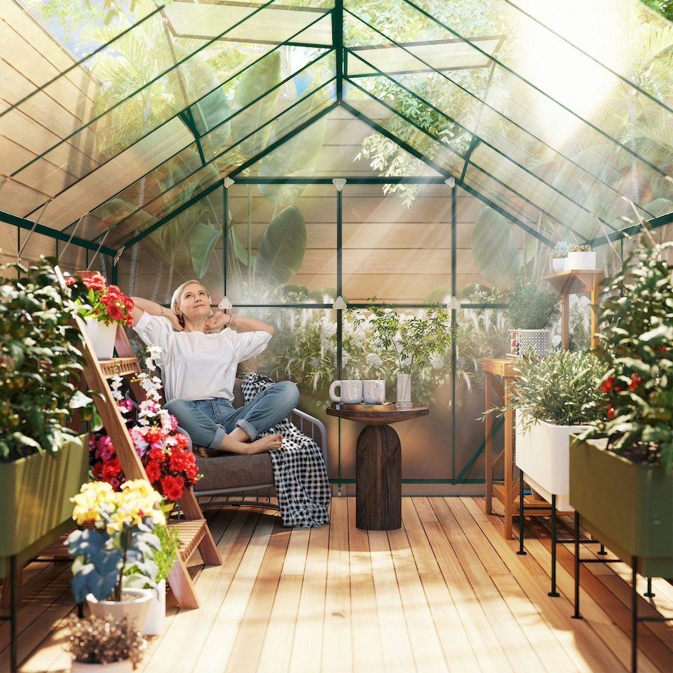image 1 of Outsunny 8x12ft Polycarbonate Walk-in Greenhouse Outdoor w/ Double Sliding Door