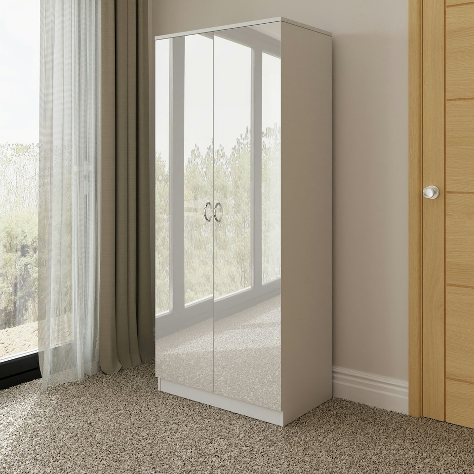 image 1 of FWStyle Chilton 2 Door Wardrobe - White Gloss Front White