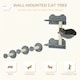 image 2 of PawHut 4pc Cat Shelves Cat Wall Furniture with Steps Scratching Post Grey