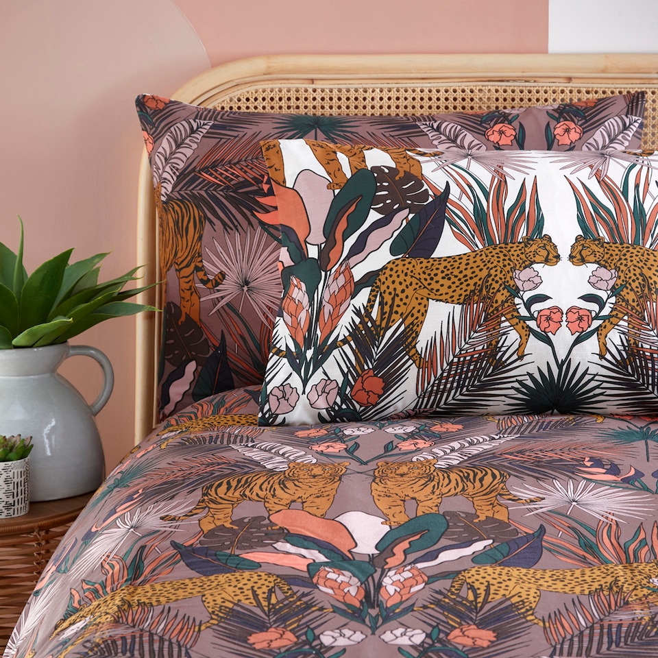 image 1 of Furn Kaihalulu Jungle Reversible Duvet Cover Set | Brown | Cocoaberry | King | 1