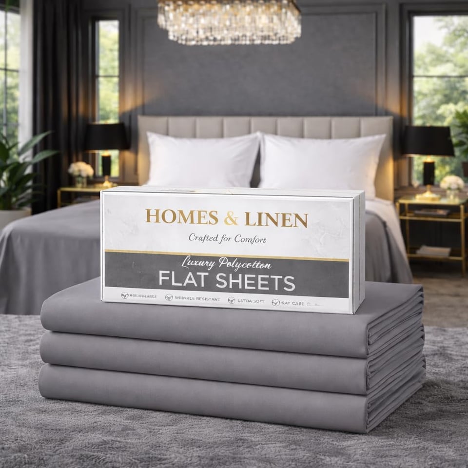 image 1 of HOMES-LINEN Polycotton Flat Sheet Easy Care Bed Sheet