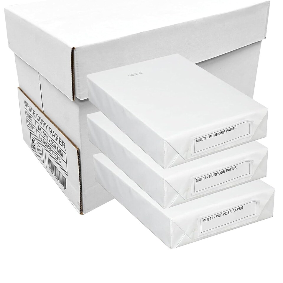 image 1 of 1 Ream (500 Sheets) Bright White Multi-Purpose 80gsm A4 White Copier Paper For Home & Office
