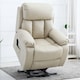 image 8 of Chester Dual Motor Rise Recliner Heat and Massage Bonded Leather Chair (Cream)