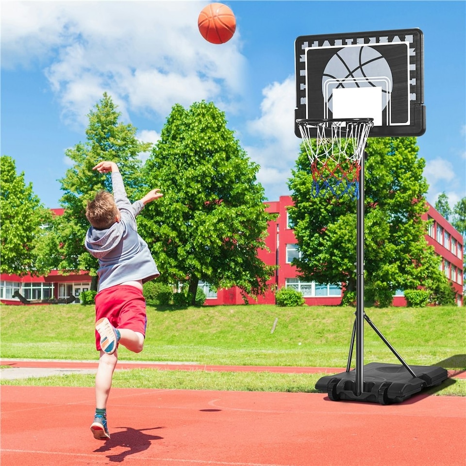 image 1 of Yaheetech 2.34-2.64M Height-Adjustable Basketball Hoop Black