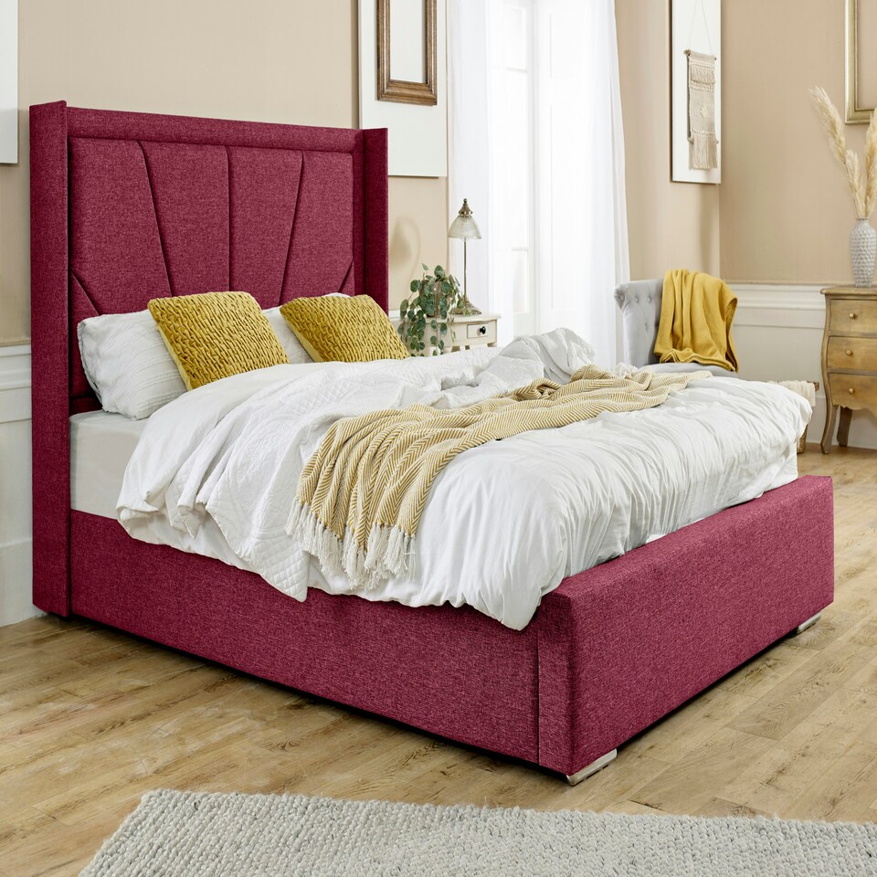 Harry Linen Small Double Bed Frame - Maroon