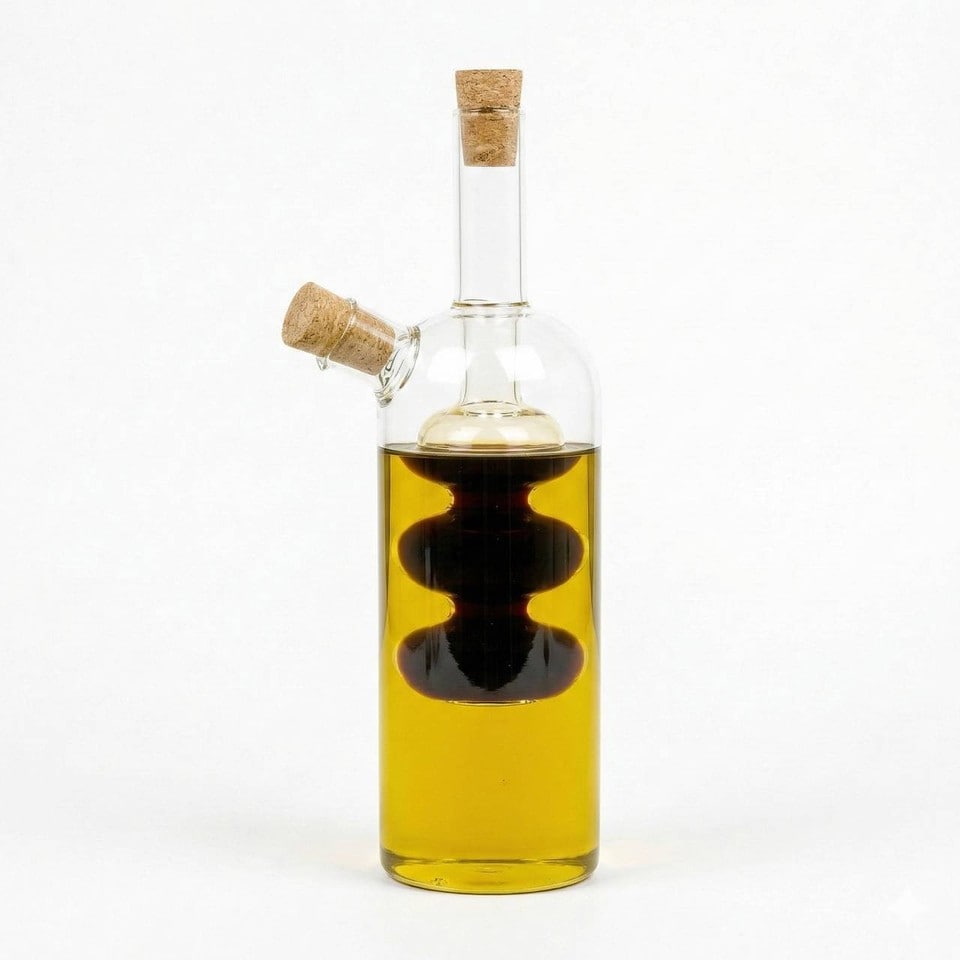 image 1 of 2 In 1 Glass Olive Oil And Vinegar Cruet Dispenser Bottle Dual Chamber