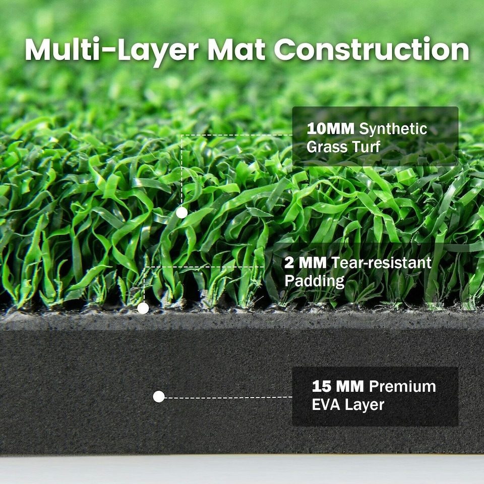 image 1 of COSTWAY 3-In-1 Premium Golf Practice Turf 27mm Golf Hitting Mat