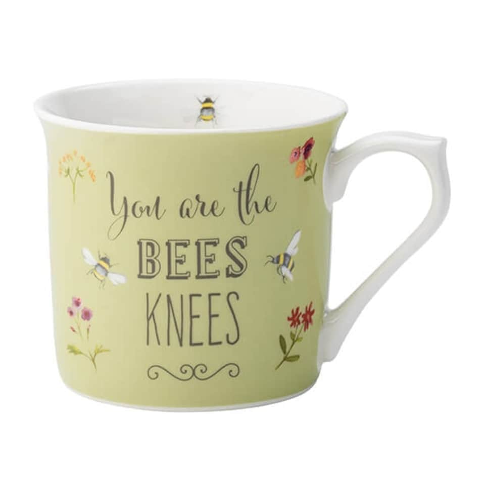 image 1 of English Tableware Company Bee Happy 'You Are the Bees Knees' Green Fine China Mug