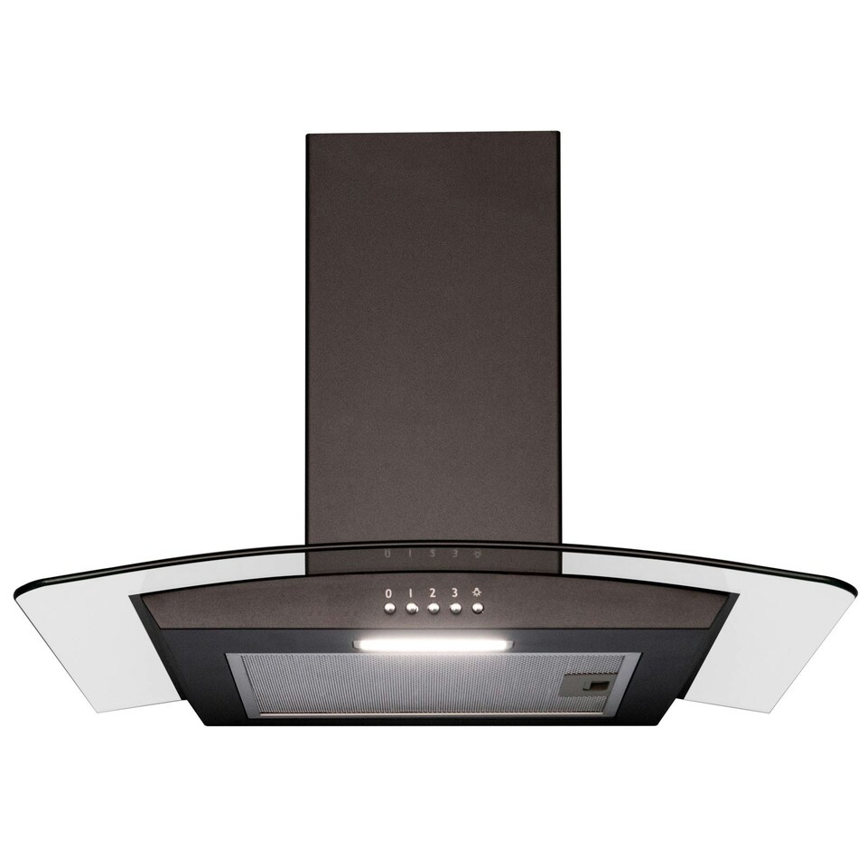 image 1 of SIA CGH60BL 60cm Black Curved Glass Chimney Cooker Hood Kitchen Extractor Fan