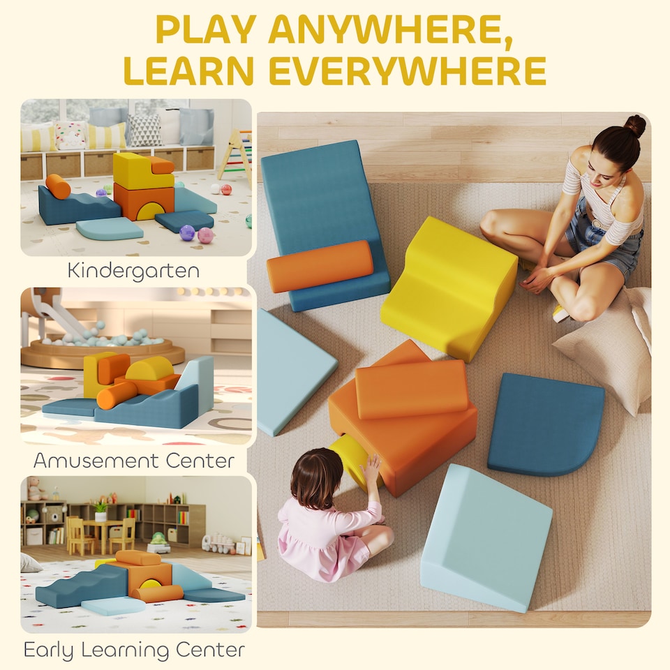 image 1 of AIYAPLAY 9-Piece Soft Play Set with Detachable Cover for Kids Motor Skills