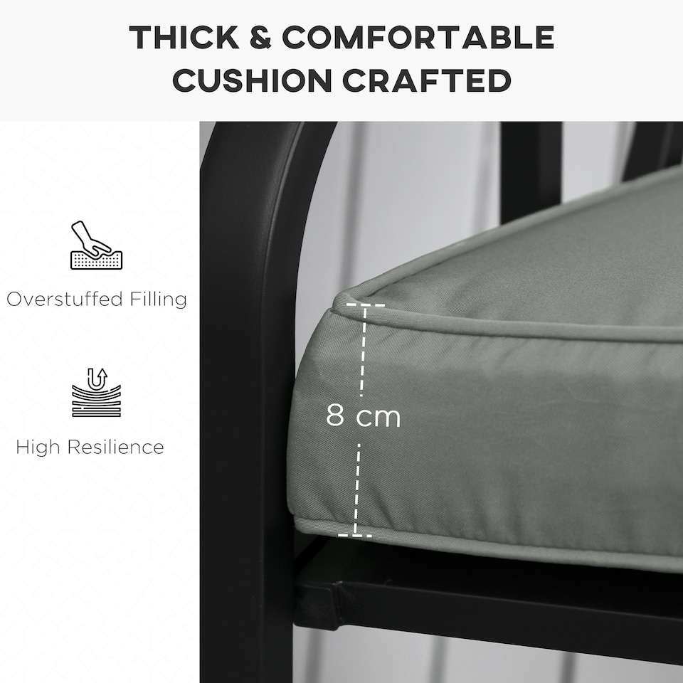 image 1 of Outsunny Garden Bench Cushion 2 Seater Seat Pad Indoor& Outdoor Use Grey | Grey | Dark Grey | 120 x 50 x 8 cm