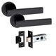 image 3 of Golden Grace 4 Pairs Delta Design Door Handles on Round Rose in Matt Black Finish with 2.5" Tubular Latch - 52mm Diameter | Black | 4 Pairs