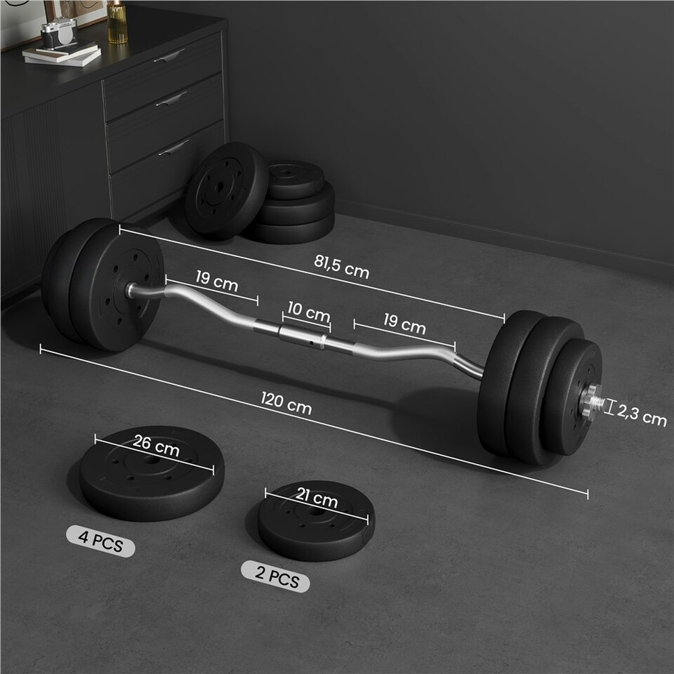 image 1 of Yaheetech 30 KG Barbell Weight Set Black