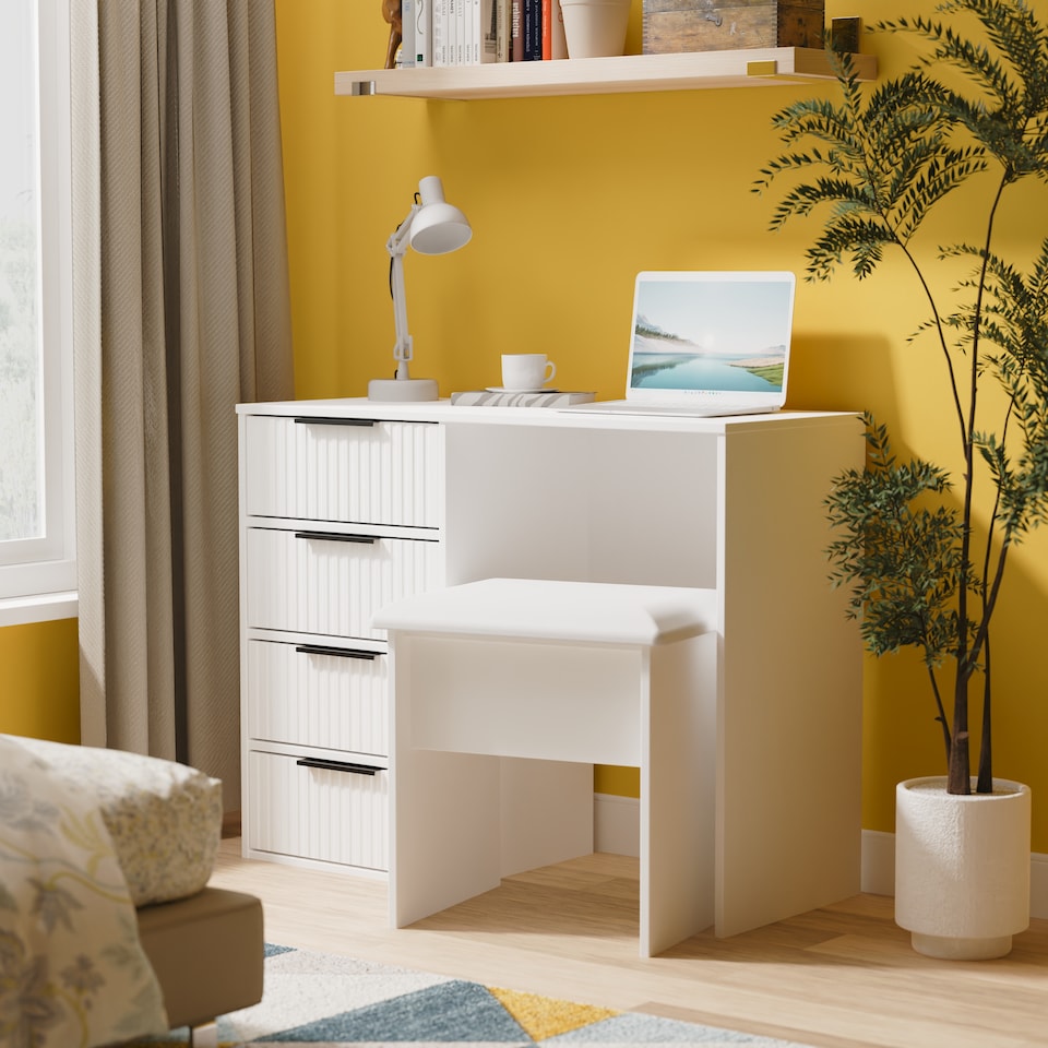 image 1 of Menai 4 Drawer Vanity in White Matt (Ready Assembled) | White | White Matt