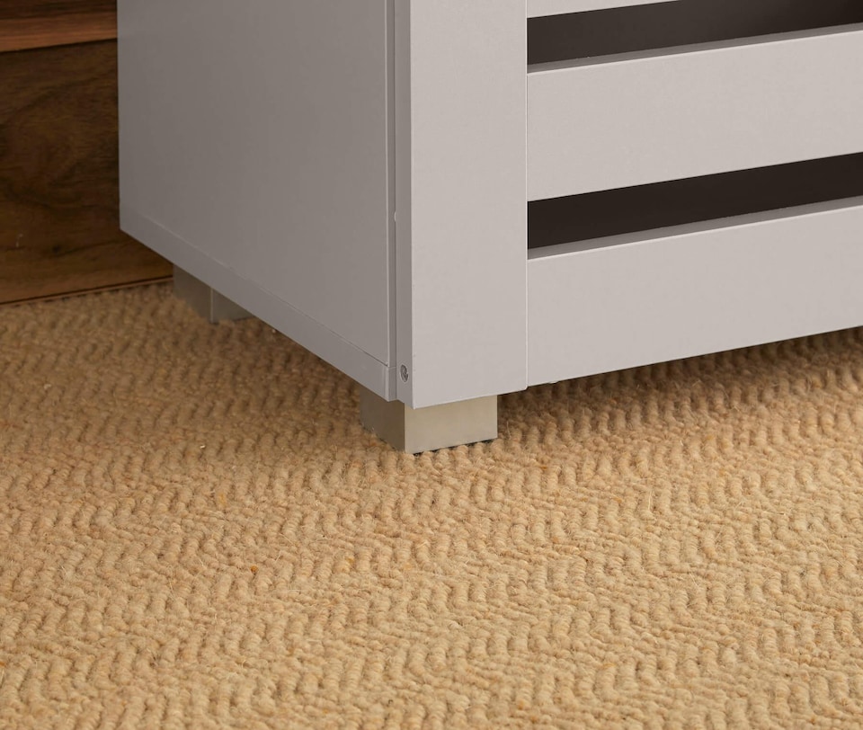 image 1 of Oslo 3 Door Wooden Shoe Storage Cabinet Rack Stand Cupboard Slatted Doors | Grey