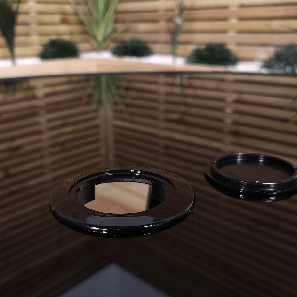 image 1 of Outdoor 2 Person Round Glass Top Garden Patio Dining Table Chairs Set