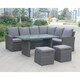 image 2 of 8 Seater 5 Piece Corner Dining Set - 3 Seater Sofa - 2 Seater + 2 Armrests, 2 Foot Stools with Rectangular Table + Cushions