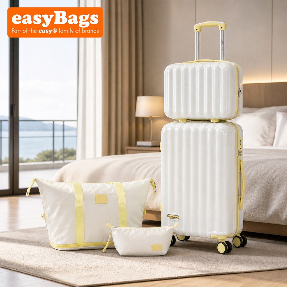 image 1 of Fergana Cabin Polycarbonate Luggage Set Carry On Spinner Suitcase TSA Lock Travel Set White
