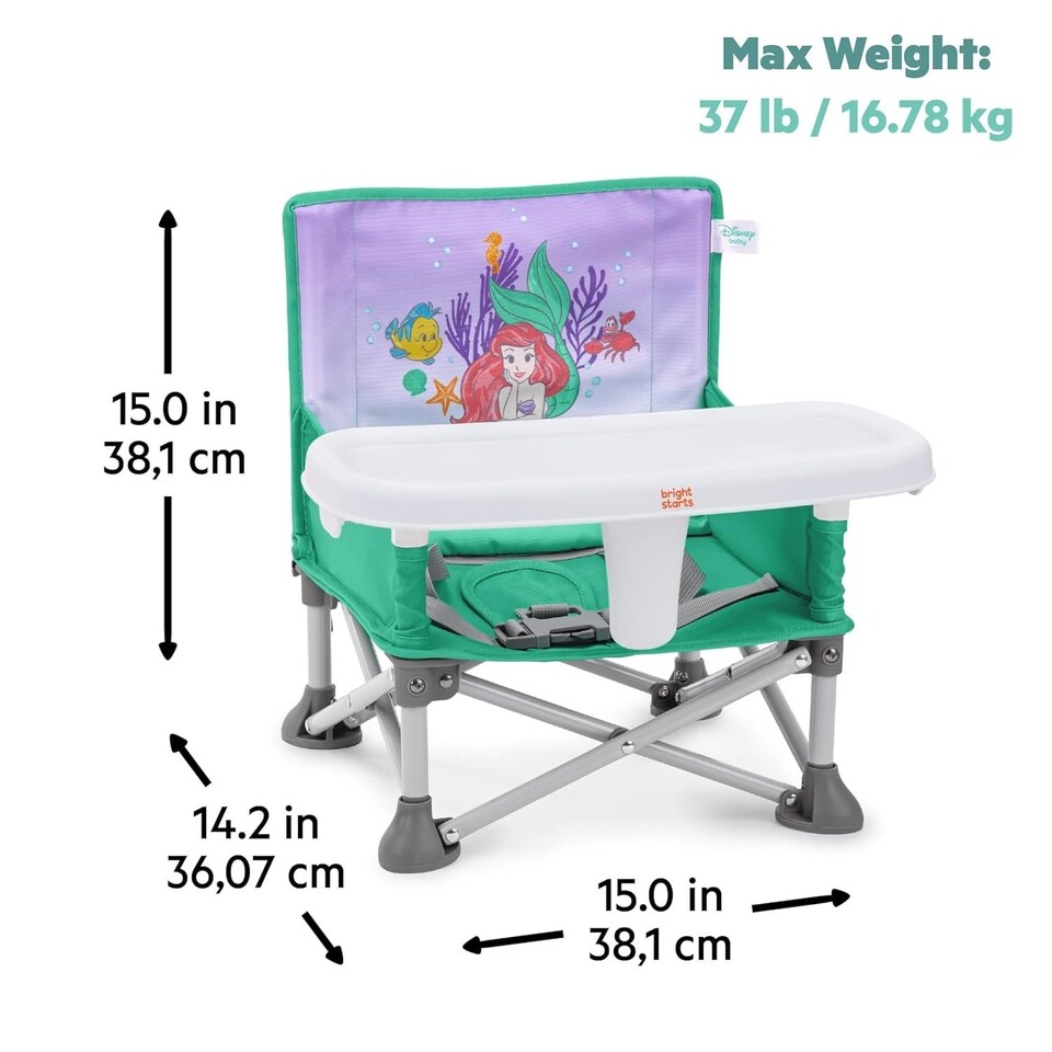 image 1 of Bright Starts Disney Princess Ariel Pop N Sit Portable Booster Baby Floor Seat