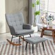 image 2 of HOMCOM Rocking Chair and Ottoman Set, Fabric Armchair with Footstool, Wingback Chair for Living Room and Bedroom, Grey
