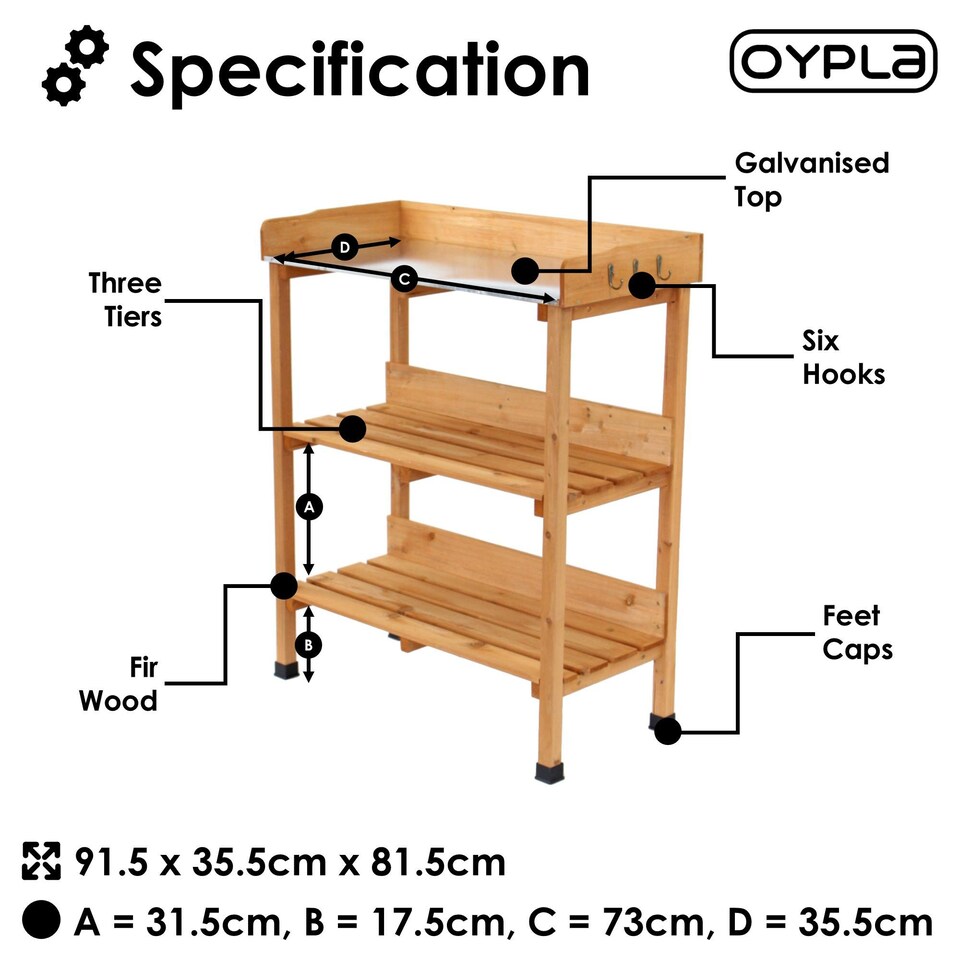 image 1 of Wooden Potting Table Flower Plant Workbench Garden Greenhouse | Brown
