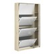 image 4 of Shoes Shoe Cabinet 4 Flip Down Doors and 2 layers 1 Mirror Door Oak structure